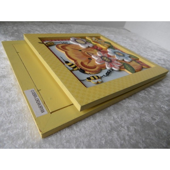 🎁Debra Jordan Bryan Wood Wall Hanging Bear Plaque Corkboard for Notes/Photos - Picture 14 of 16